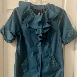 Twelve by Twelve Women's Teal Ruffle Jacket - Medium